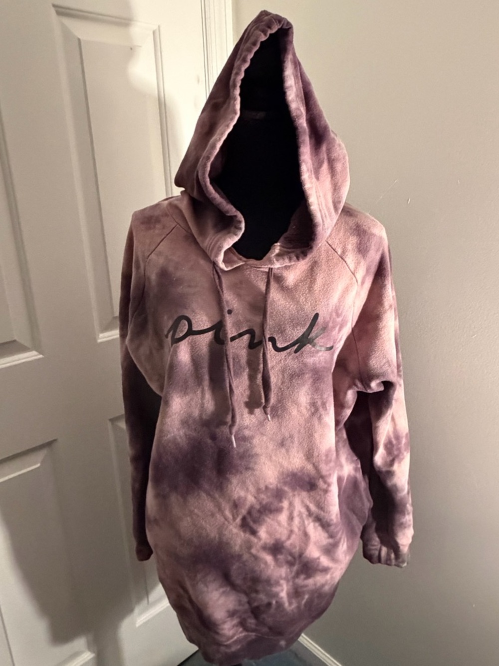 Tie-Dye Hoodie Dress with Script Front